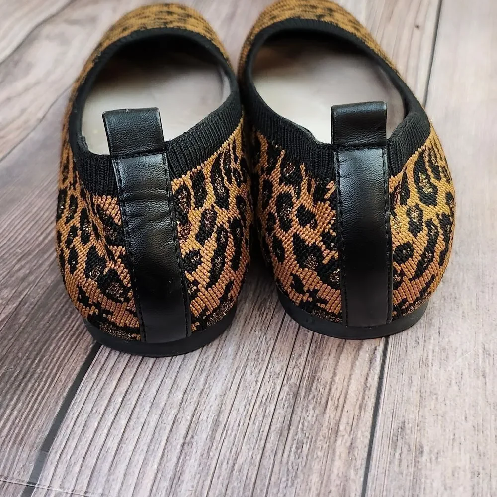 Sanctuary knit Leopard print ballet flats leather lining Sz 7.5‎